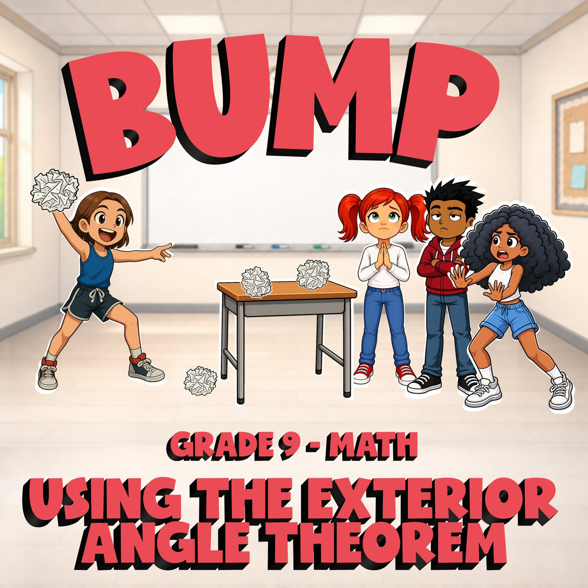 Using the Exterior Angle Theorem BUMP Math Game - No Prep Grade 9 Review