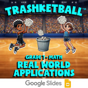 Real World Applications TRASHKETBALL Math Game - No Prep Grade 7 Review Activity