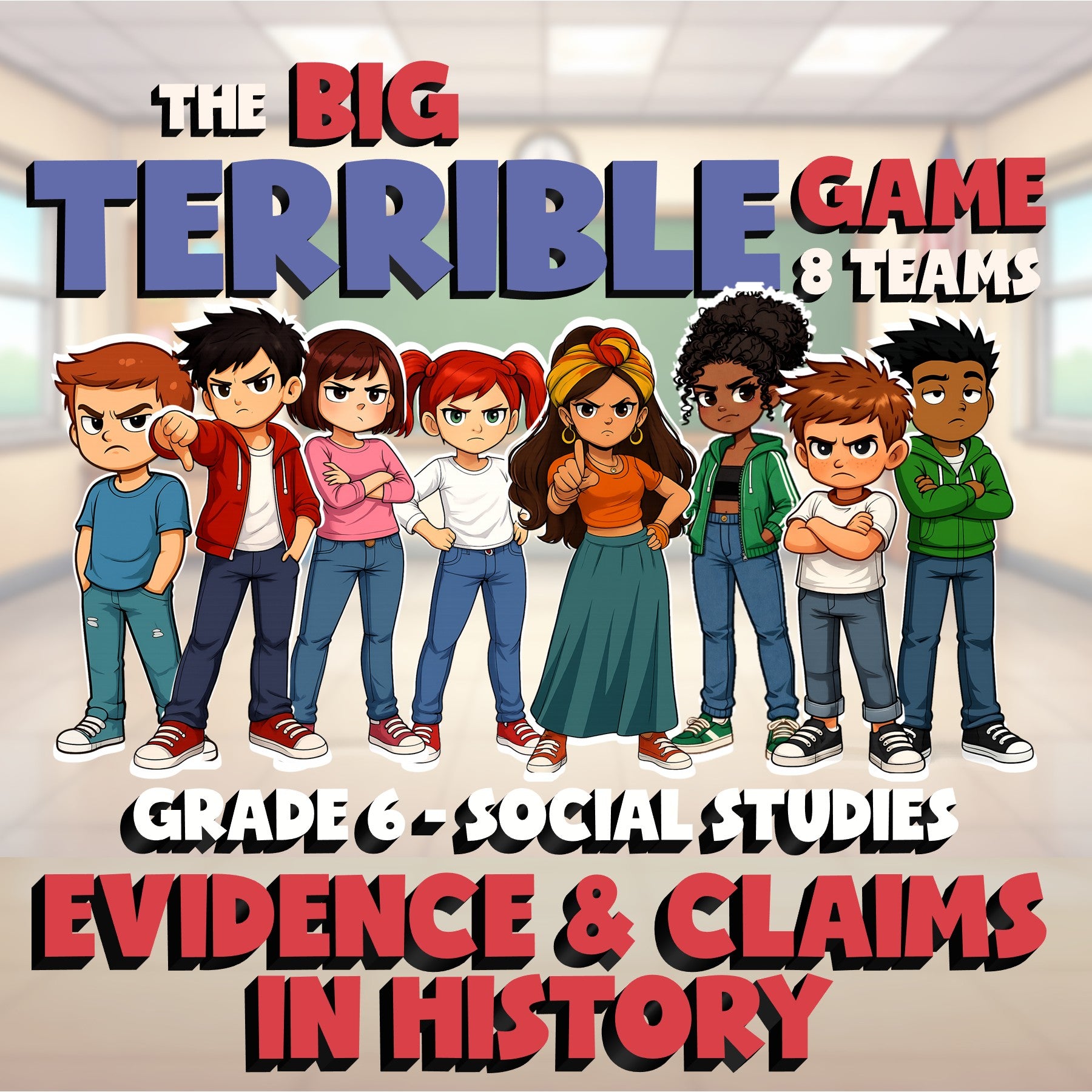 Evidence & Claims in History BIG TERRIBLE GAME - No Prep Grade 6 Socials Review