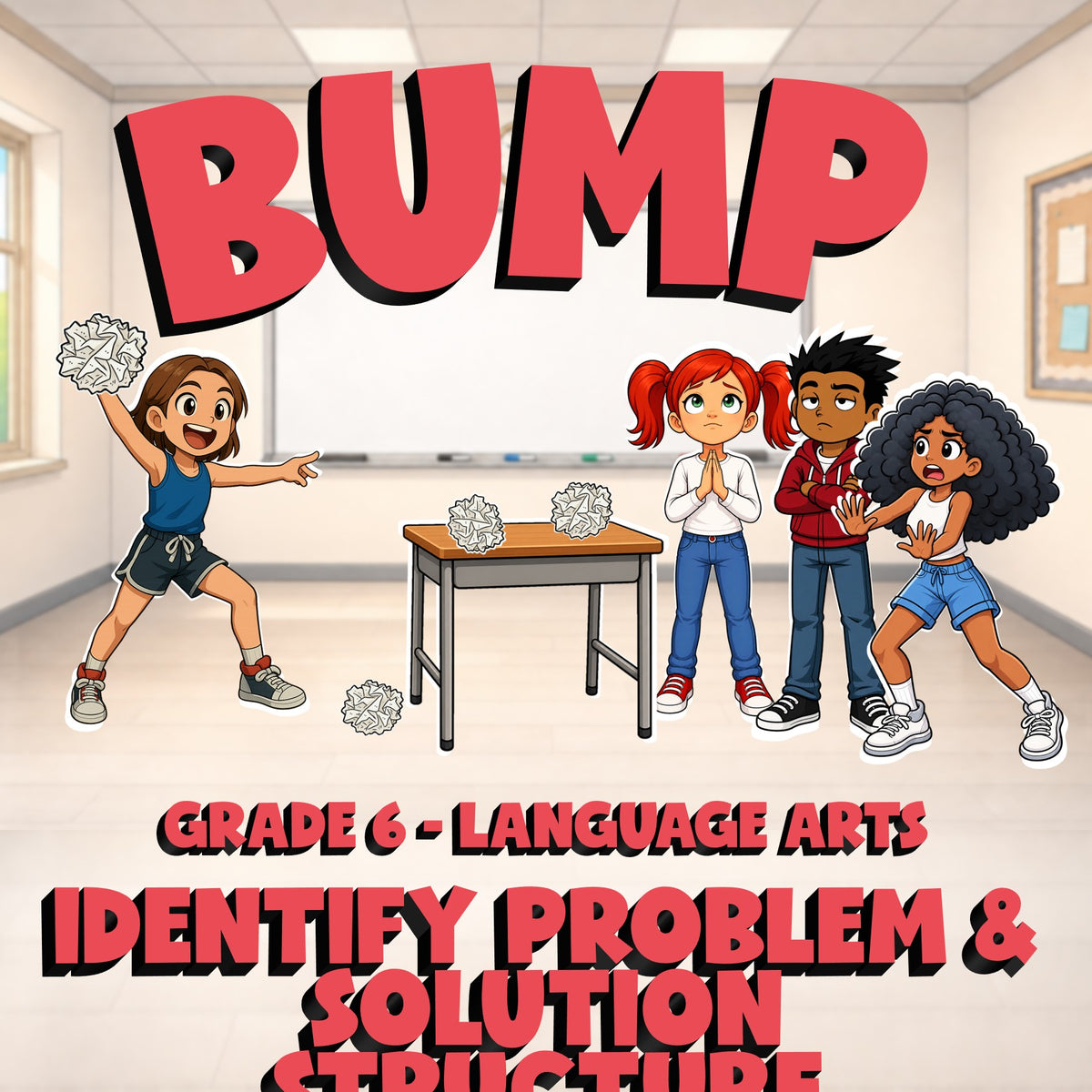 Identify Problem & Solution Structure BUMP ELA Game - No Prep Grade 6 Review