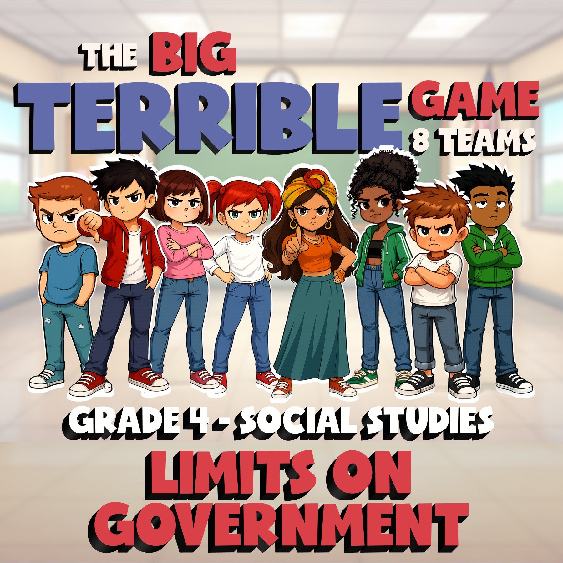 Limits on Government BIG TERRIBLE GAME - No Prep Grade 4 Socials Review Activity