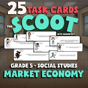 Market Economy SCOOT TASK CARDS Socials Game - No Prep Grade 5 Review Activity