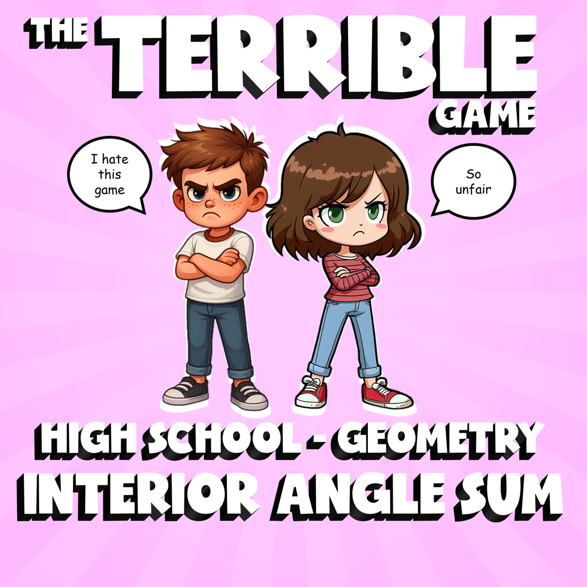 Interior Angle Sum THE TERRIBLE GAME - No Prep Geometry Math Review Activity