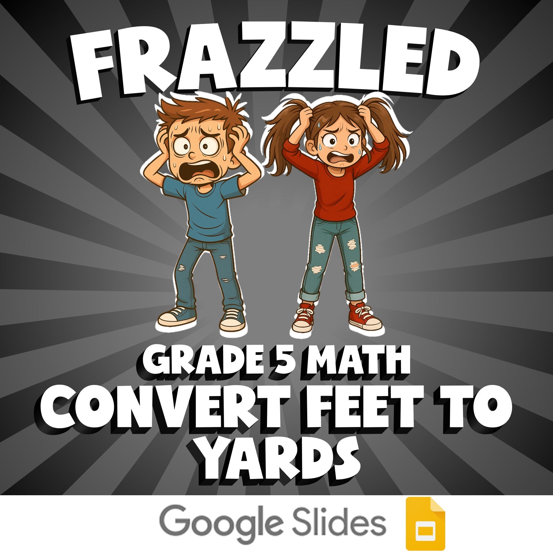 Convert Feet to Yards FRAZZLED Math Game - No Prep Grade 5 Review Activity