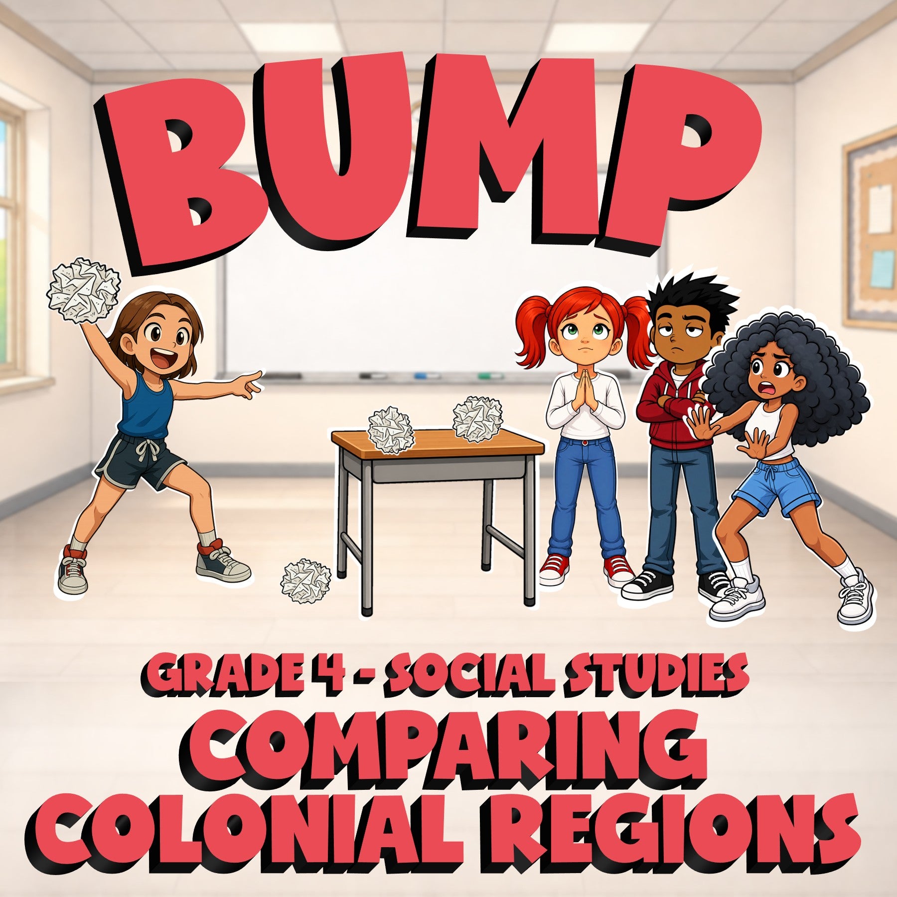 Comparing Colonial Regions BUMP Socials Game - No Prep Grade 4 Review Activity