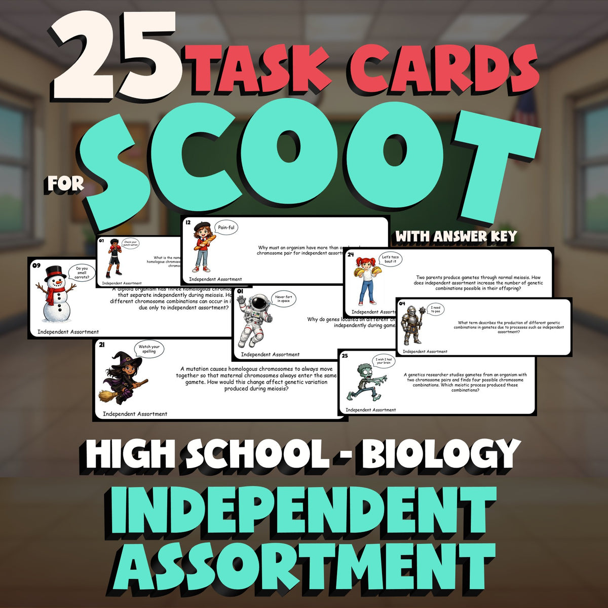 Independent Assortment SCOOT TASK CARDS Science Game - No Prep Biology Review