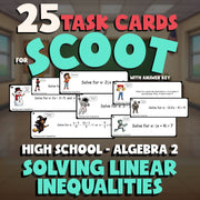 Solving Linear Inequalities SCOOT TASK CARDS Math Game - No Prep Algebra 2