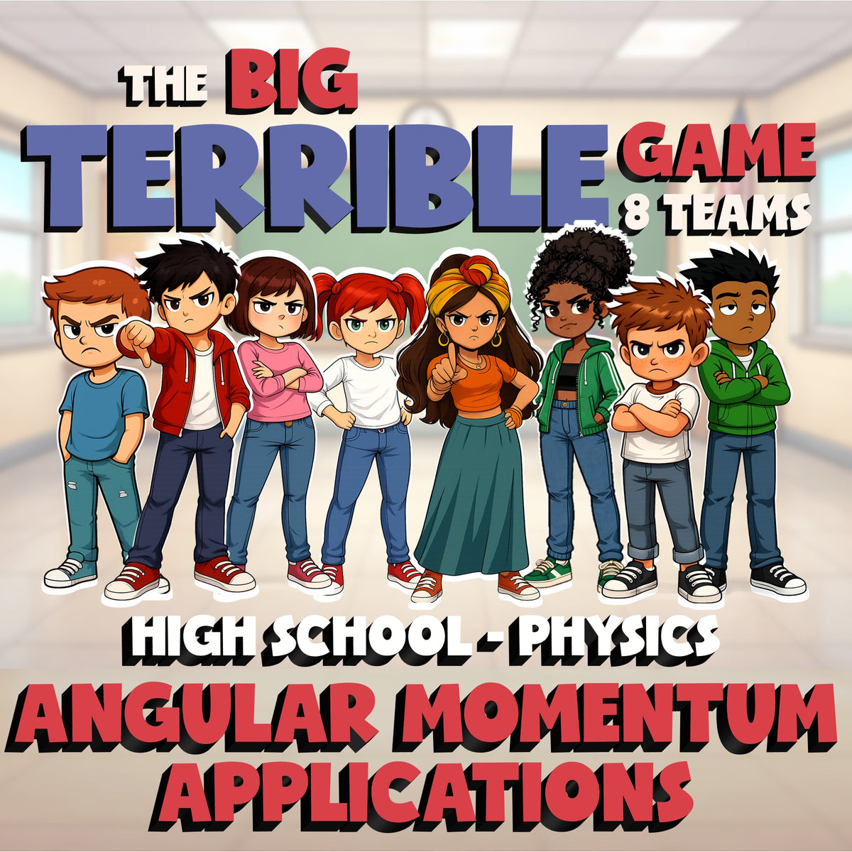 Angular Momentum Applications BIG TERRIBLE GAME - No Prep Physics Science Review