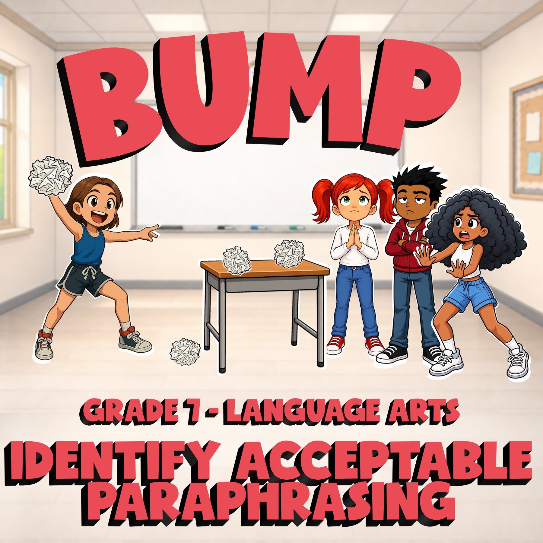 Identify Acceptable Paraphrasing BUMP ELA Game - No Prep Grade 7 Review Activity
