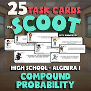 Compound Probability SCOOT TASK CARDS Math Game - No Prep Algebra 1 Review