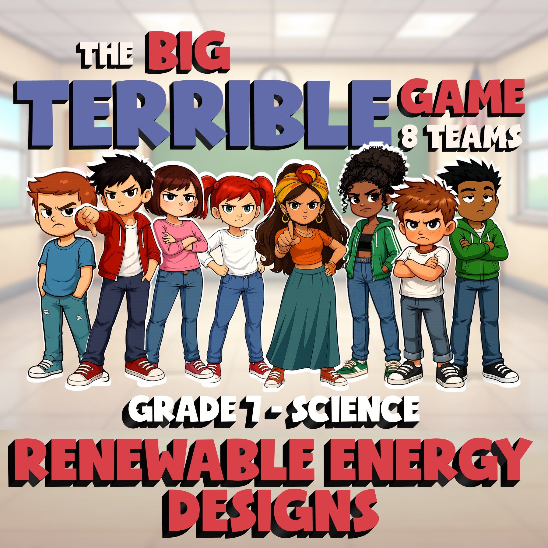 Renewable Energy Designs BIG TERRIBLE GAME - No Prep Grade 7 Science Review