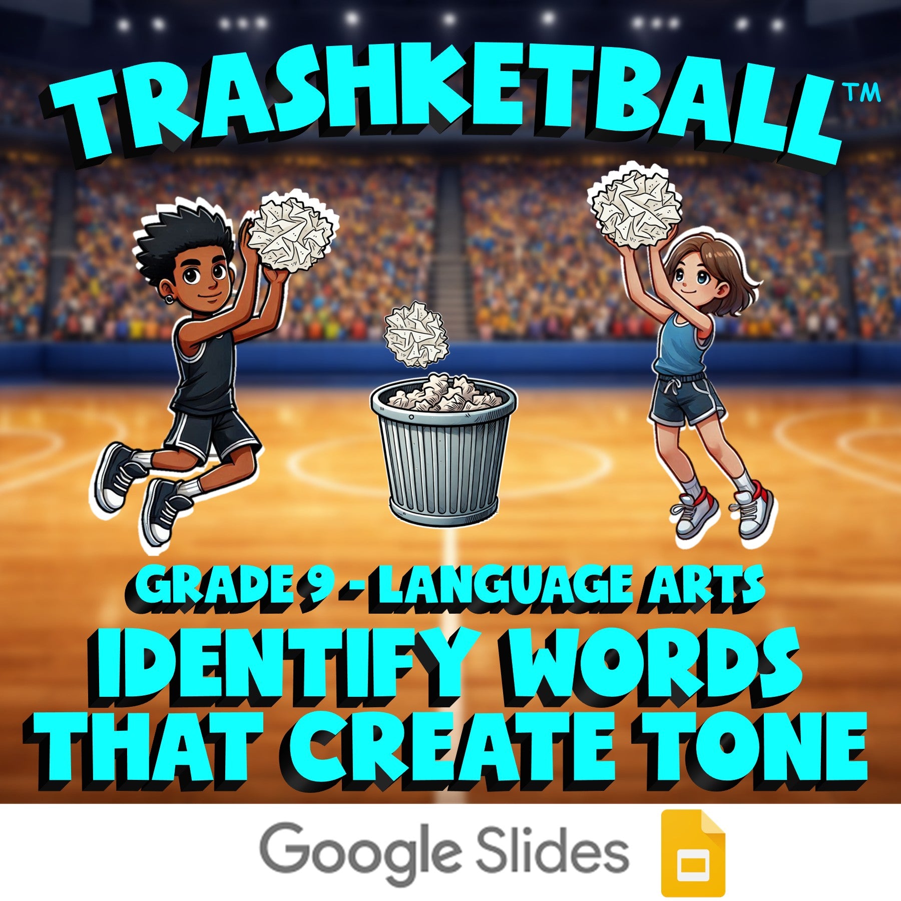 Identify Words That Create Tone TRASHKETBALL ELA Game - No Prep Grade 9 Review