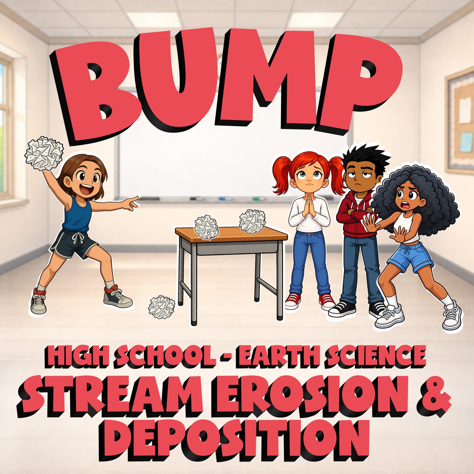 Stream Erosion & Deposition BUMP Game - No Prep Earth Science Review Activity
