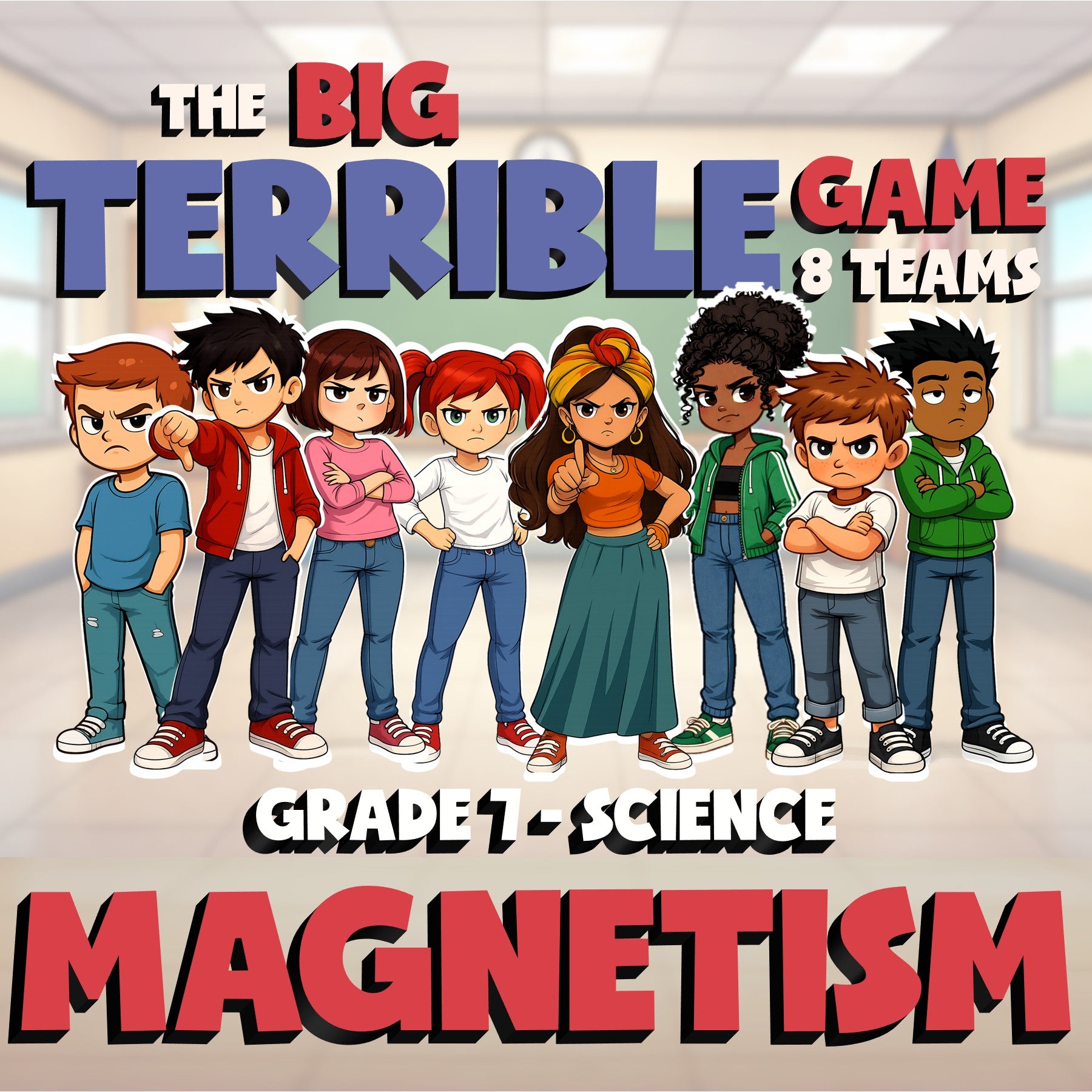 Magnetism BIG TERRIBLE GAME - No Prep Grade 7 Science Review Activity