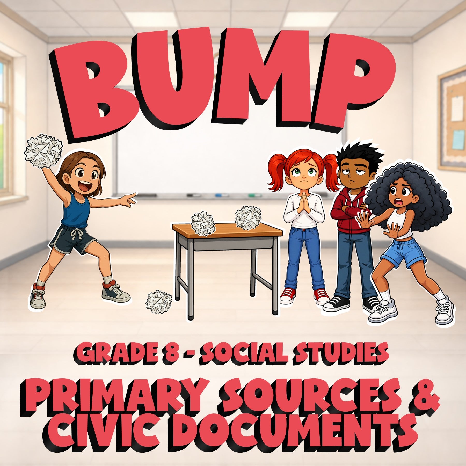Primary Sources & Civic Documents BUMP Socials Game - No Prep Grade 8 Review