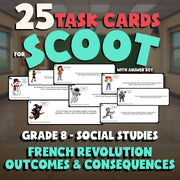 French Revolution Outcomes & Consequences SCOOT TASK CARDS Socials Game Grade 8