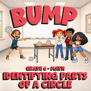 Identifying Parts of a Circle BUMP Math Game - No Prep Grade 6 Review Activity