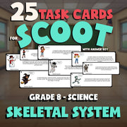 Skeletal System SCOOT TASK CARDS Science Game - No Prep Grade 8 Review Activity