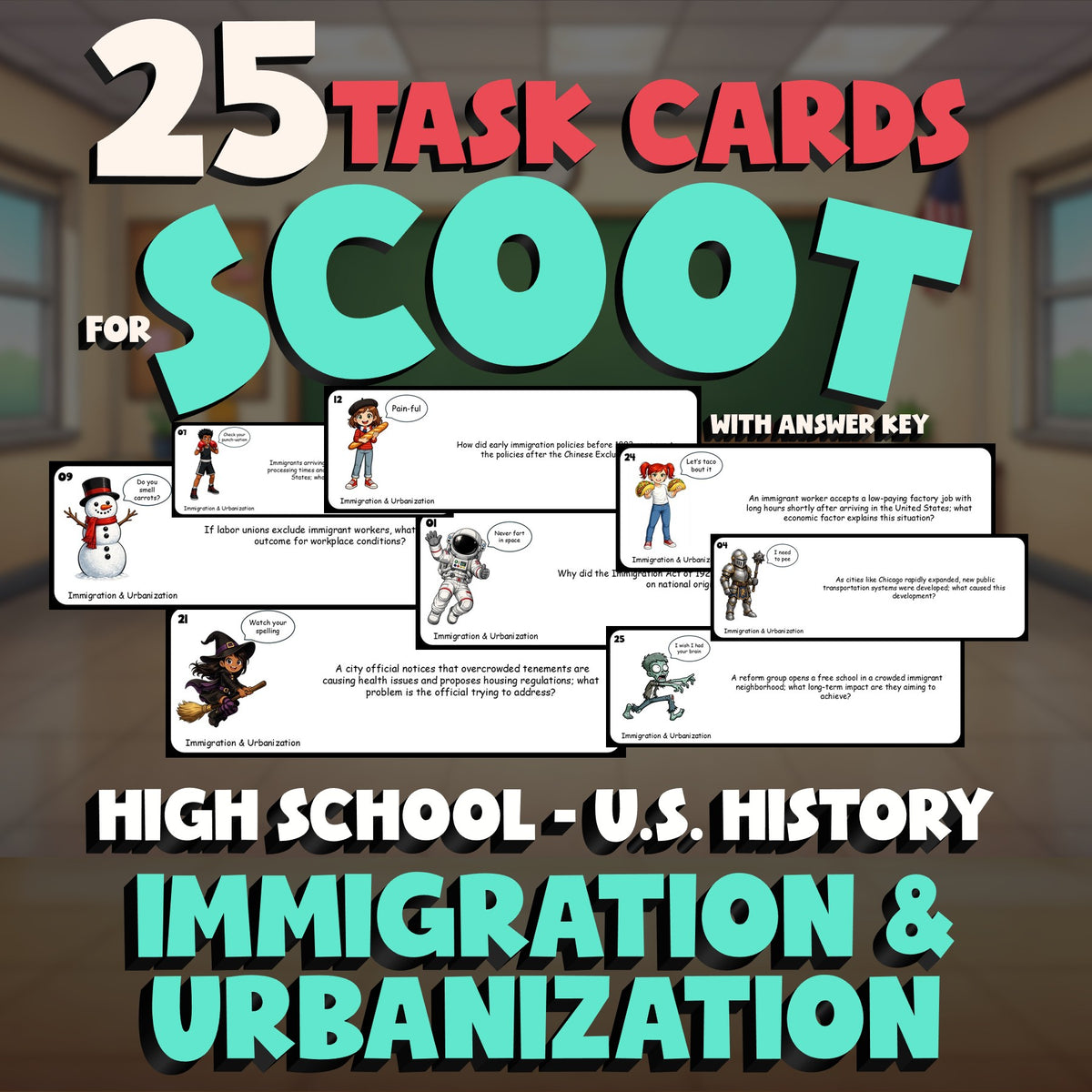 Immigration & Urbanization SCOOT TASK CARDS U.S. History Game - No Prep Review
