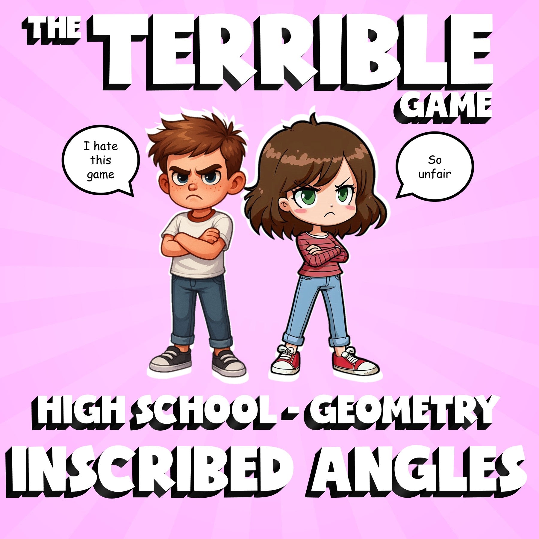 Inscribed Angles THE TERRIBLE GAME - No Prep Geometry Math Review Activity
