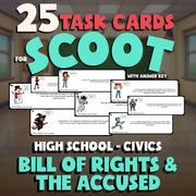 Bill of Rights & the Accused SCOOT TASK CARDS Civics Game - No Prep Review