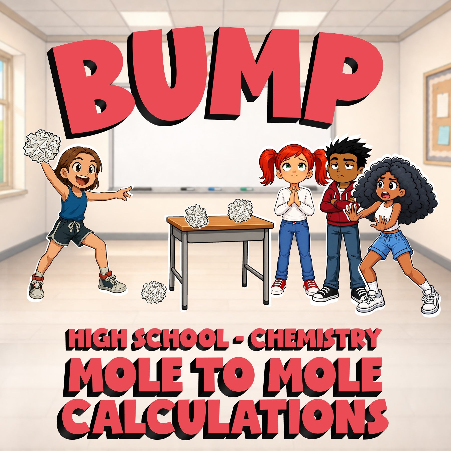 Mole to Mole Calculations BUMP Science Game - No Prep Chemistry Review Activity