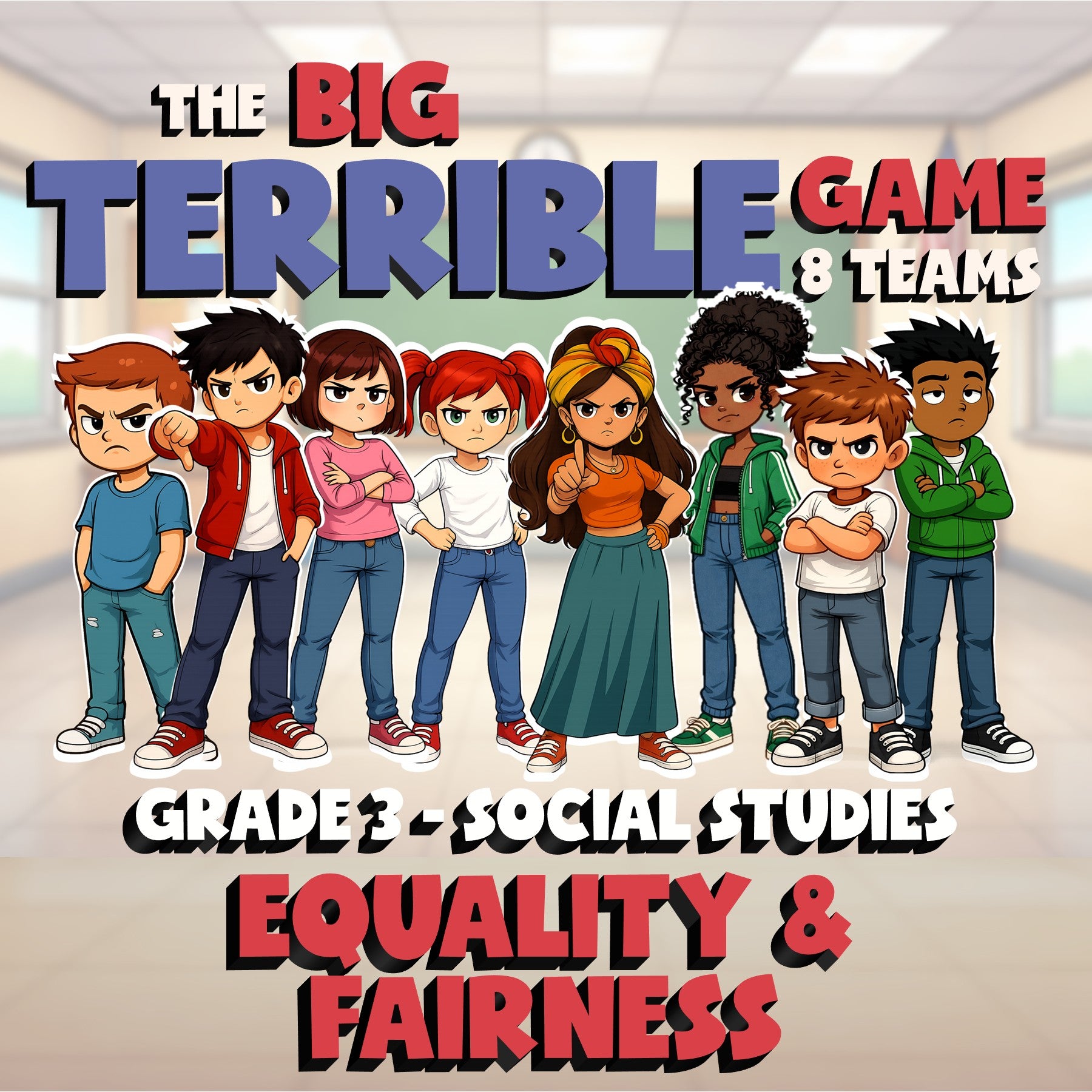 Equality & Fairness BIG TERRIBLE GAME - No Prep Grade 3 Socials Review Activity