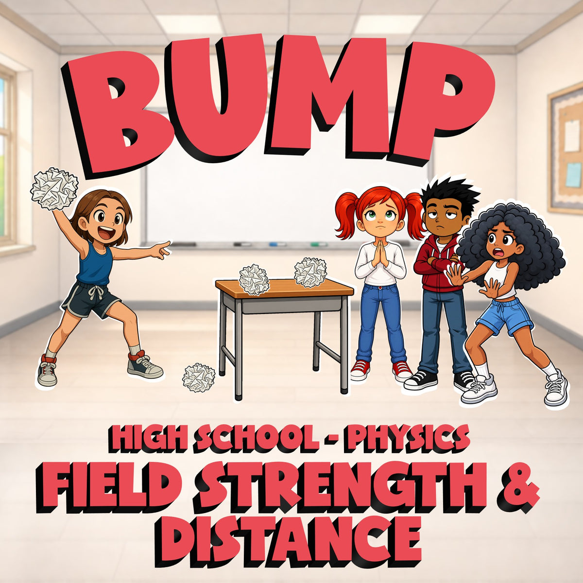Field Strength & Distance BUMP Science Game - No Prep Physics Review Activity