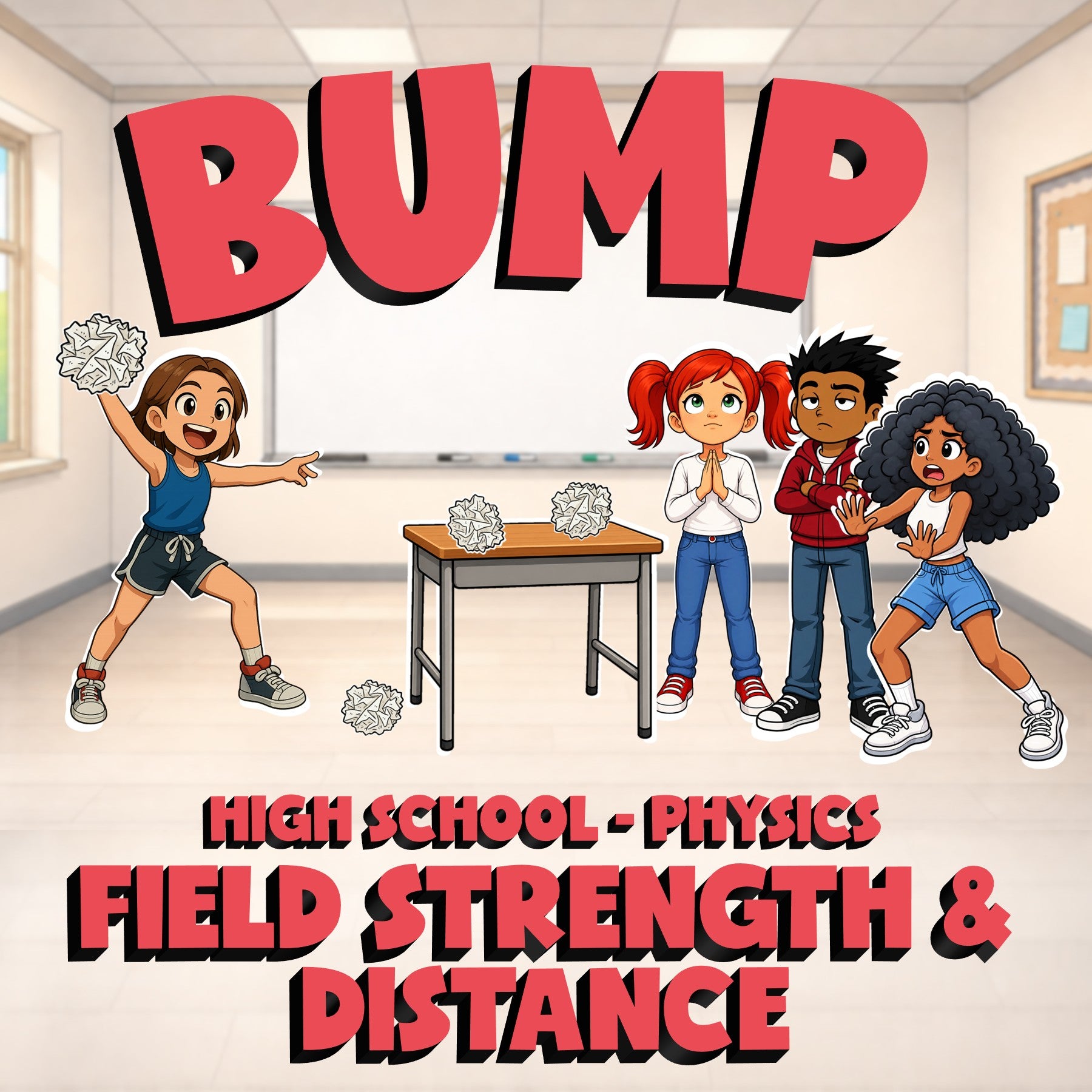 Field Strength & Distance BUMP Science Game - No Prep Physics Review Activity