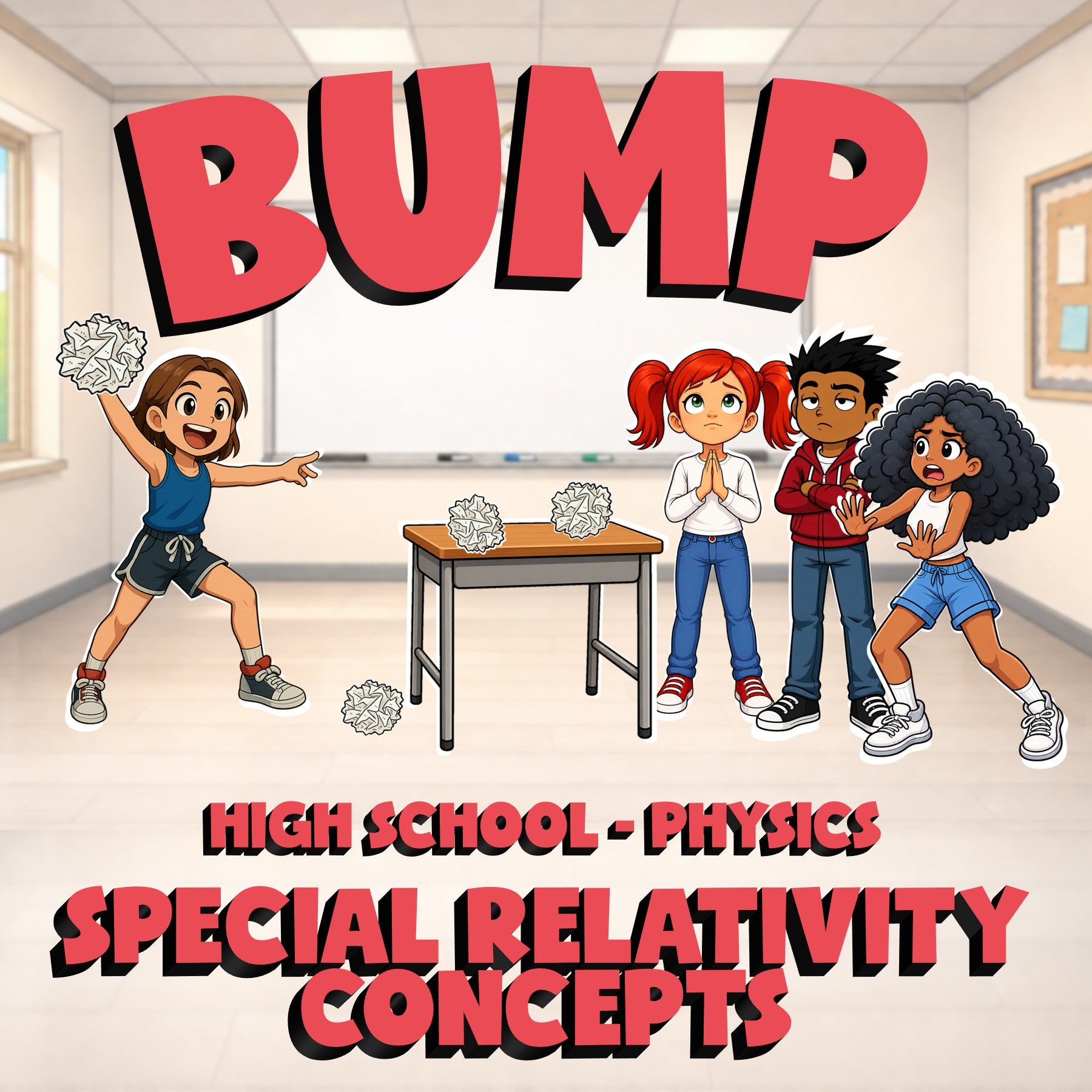 Special Relativity Concepts BUMP Science Game - No Prep Physics Review Activity