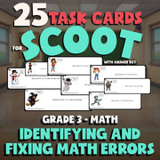 Identifying and Fixing Math Errors SCOOT TASK CARDS Math Game - No Prep Grade 3