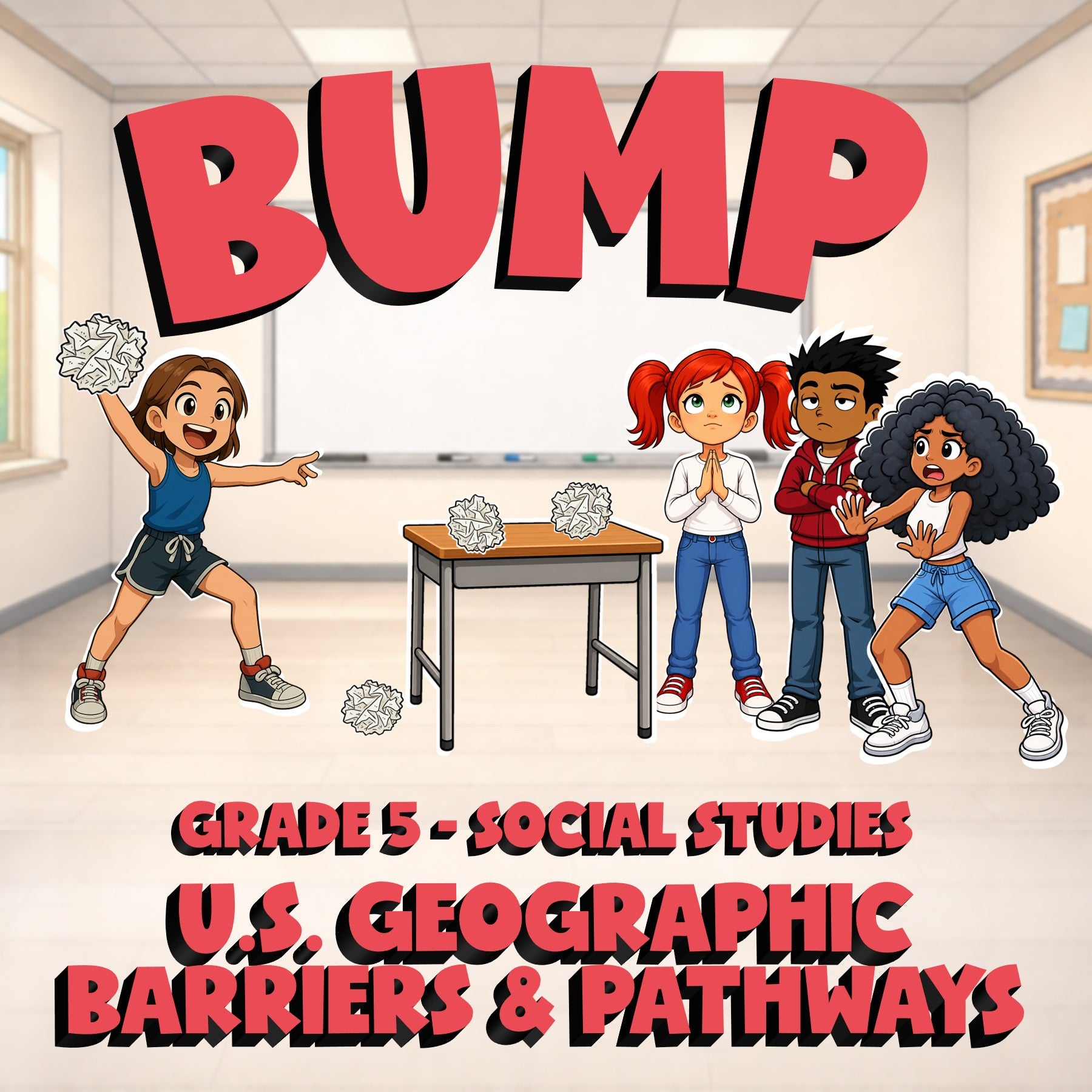 U.S. Geographic Barriers & Pathways BUMP Socials Game - No Prep Grade 5 Review