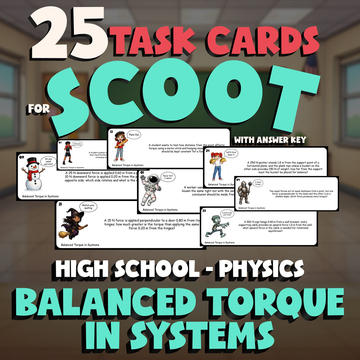 Balanced Torque in Systems SCOOT TASK CARDS Science Game - No Prep Physics