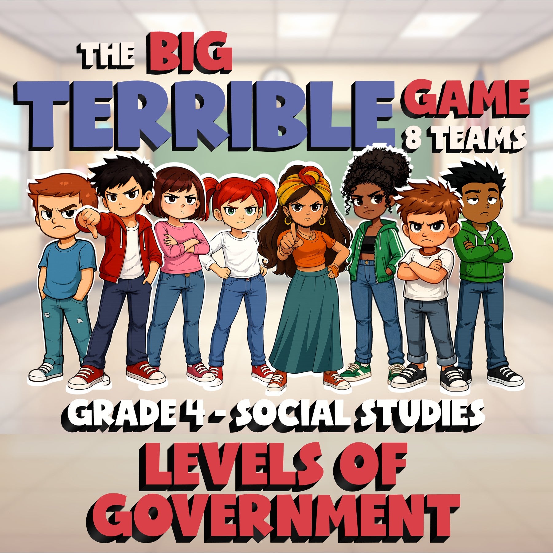Levels of Government BIG TERRIBLE GAME - No Prep Grade 4 Socials Review Activity