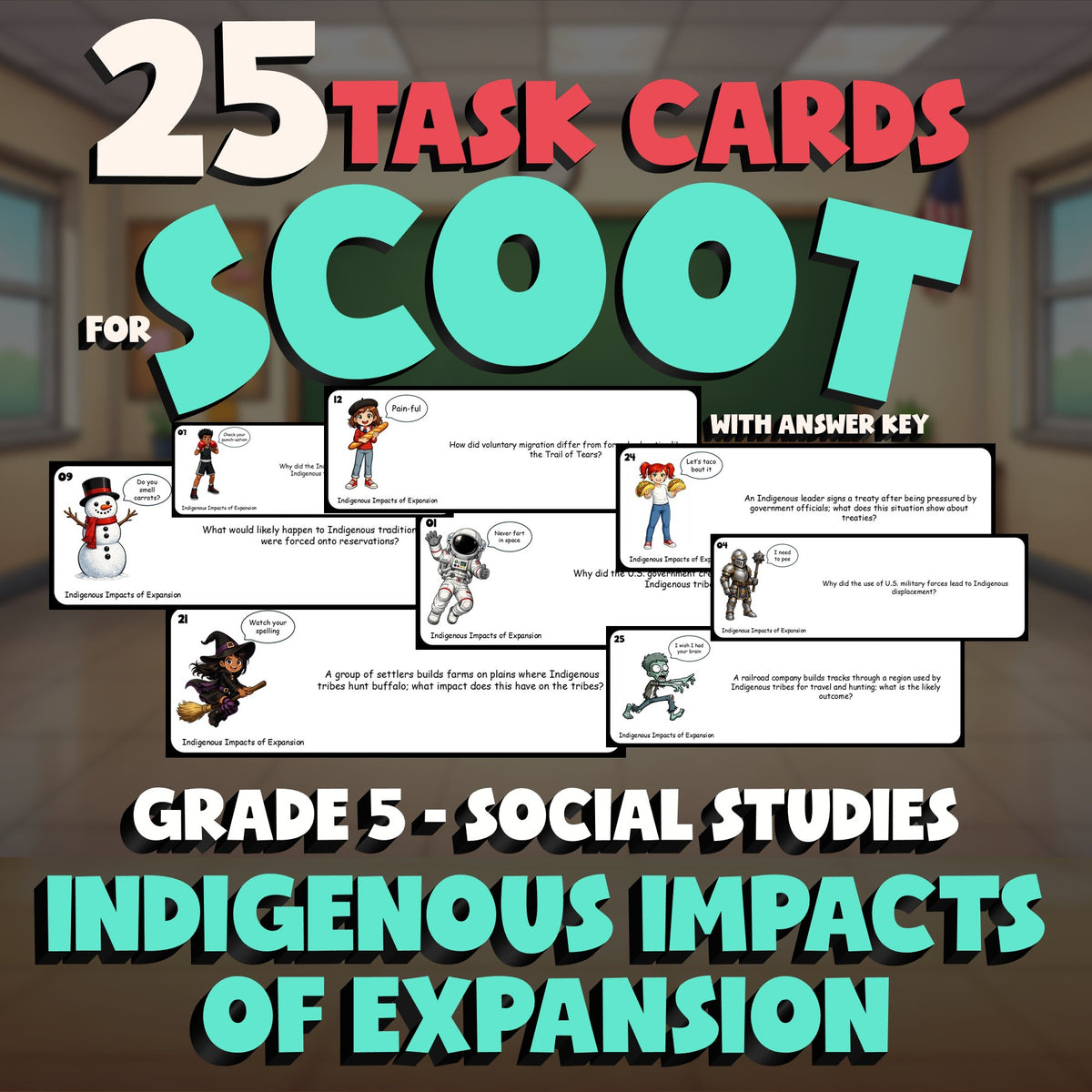 Indigenous Impacts of Expansion SCOOT TASK CARDS Socials Game - No Prep Grade 5