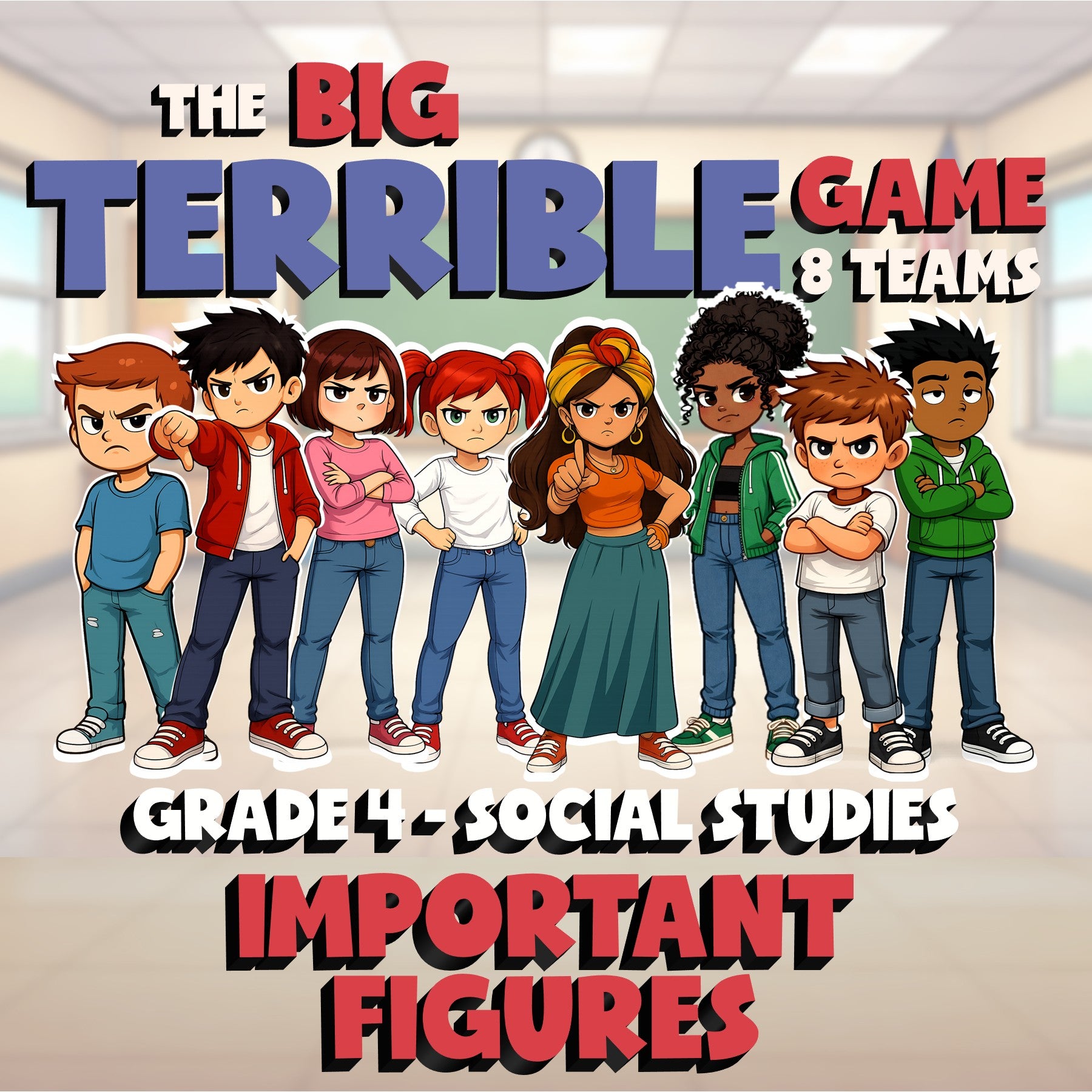 Important Figures BIG TERRIBLE GAME - No Prep Grade 4 Socials Review Activity