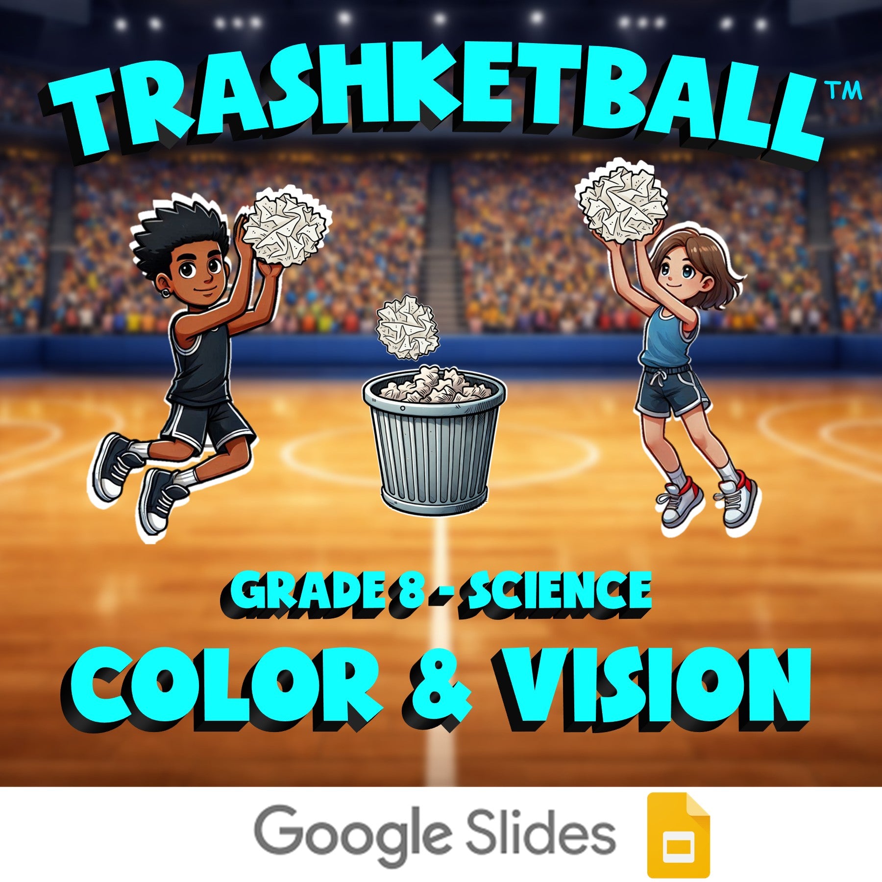 Color & Vision TRASHKETBALL Science Game - No Prep Grade 8 Review Activity