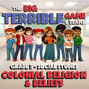 Colonial Religion & Beliefs BIG TERRIBLE GAME - No Prep Grade 5 Socials Review
