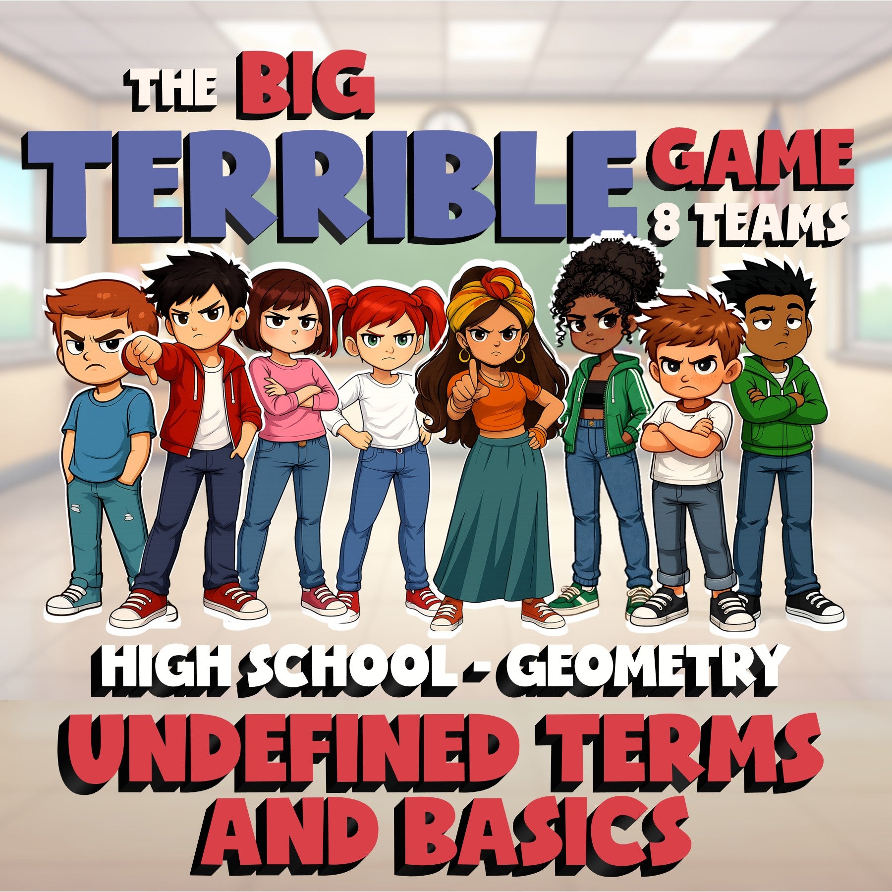 Undefined Terms and Basics BIG TERRIBLE GAME - No Prep Geometry Math Review
