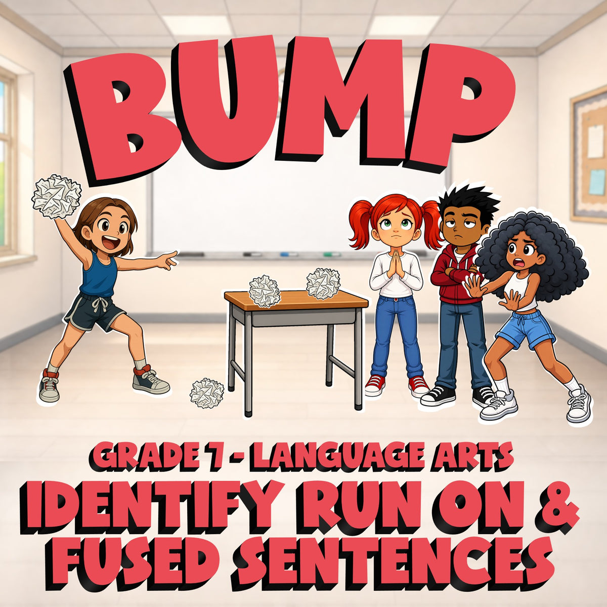 Identify Run On & Fused Sentences BUMP ELA Game - No Prep Grade 7 Review