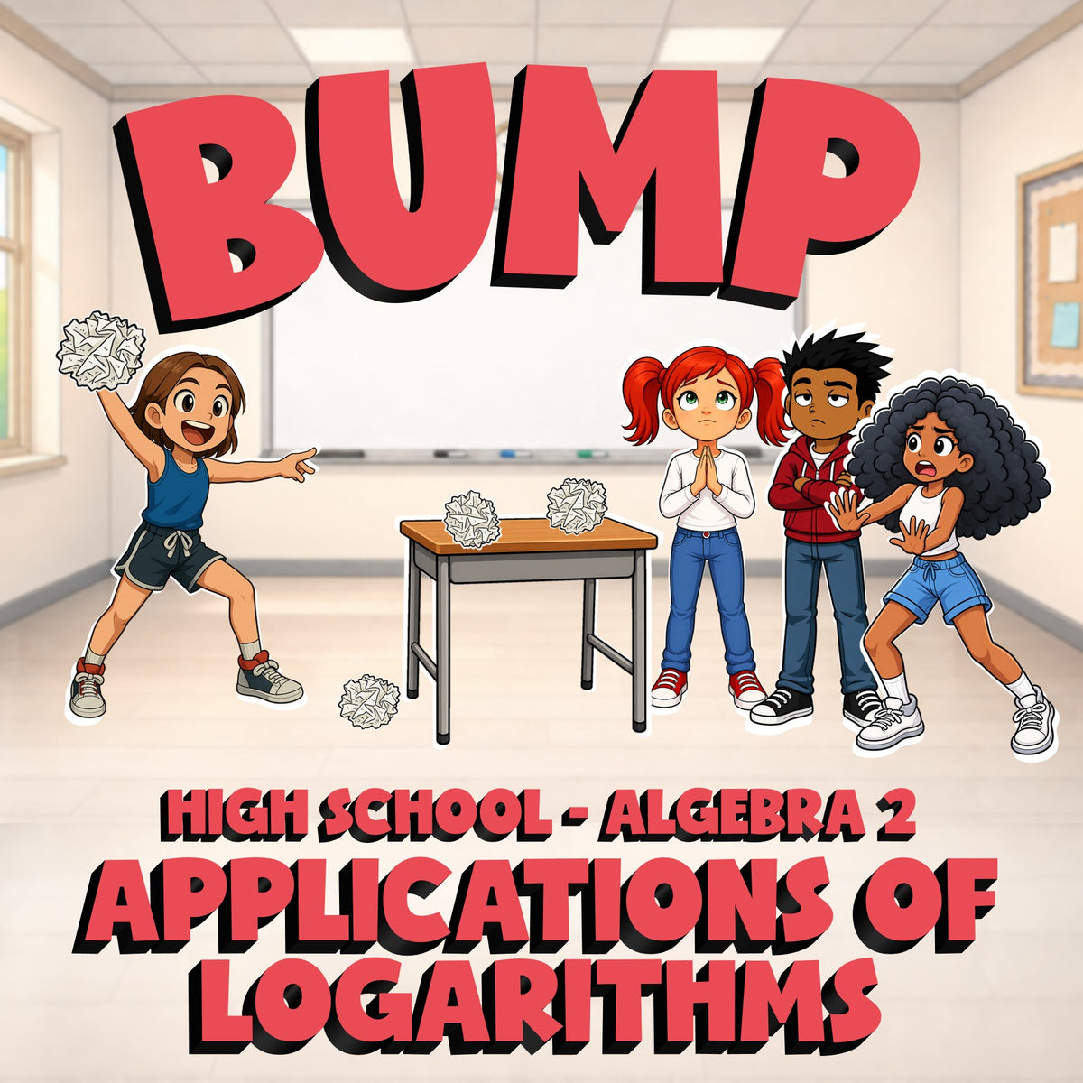 Applications of Logarithms BUMP Math Game - No Prep Algebra 2 Review Activity