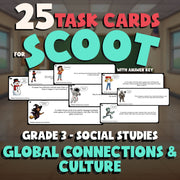 Global Connections & Culture SCOOT TASK CARDS Socials Game - No Prep Grade 3