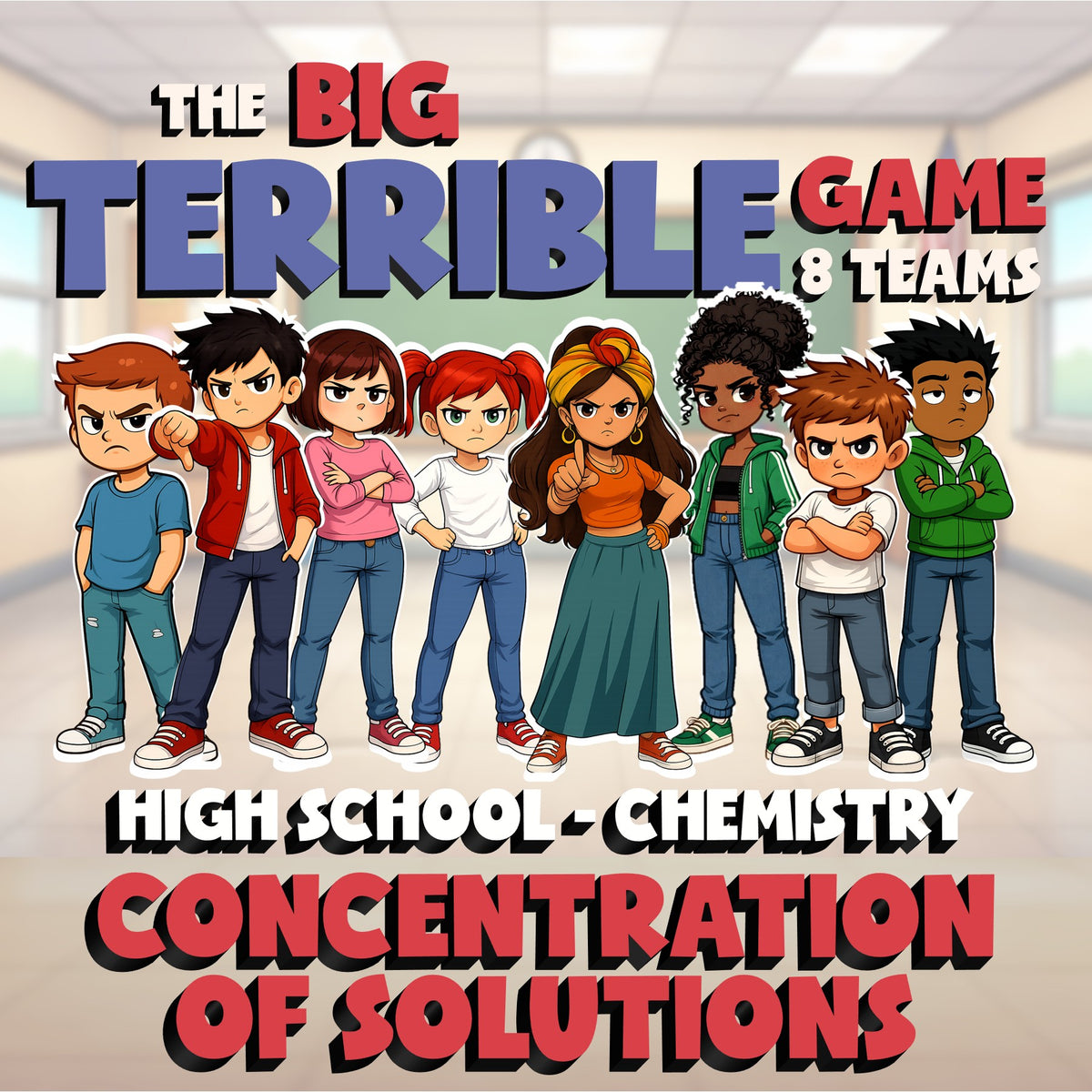 Concentration of Solutions BIG TERRIBLE GAME - No Prep Chemistry Science Review