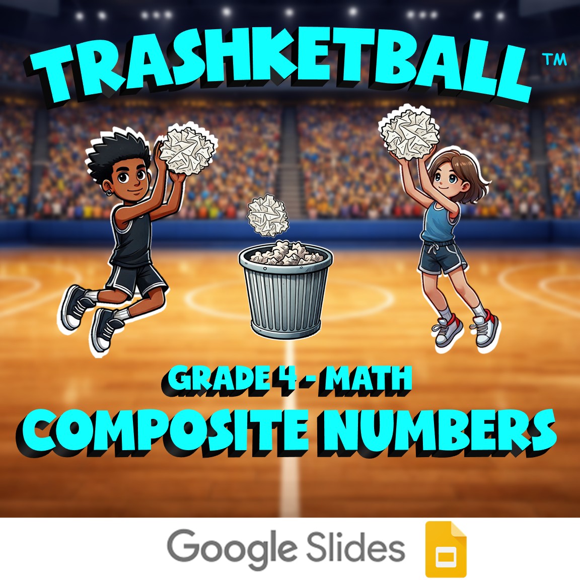 Composite Numbers TRASHKETBALL Math Game - No Prep Grade 4 Review Activity