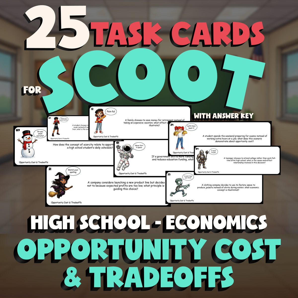 Opportunity Cost & Tradeoffs SCOOT TASK CARDS Economics Game - No Prep Review