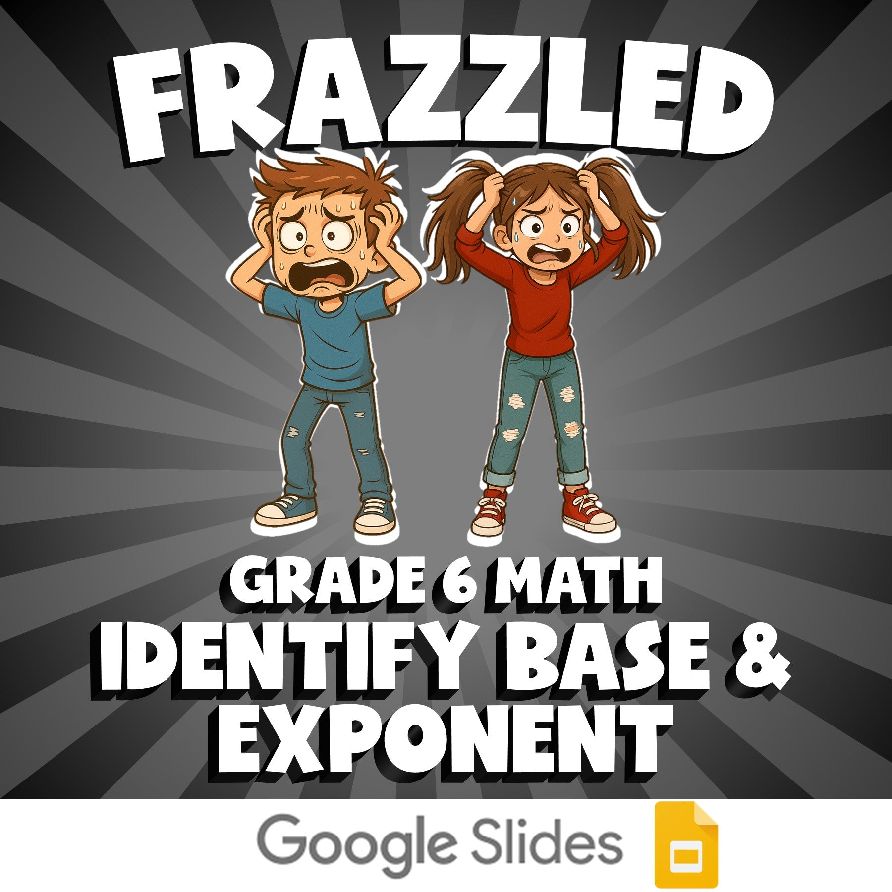 Identify Base & Exponent FRAZZLED Math Game - No Prep Grade 6 Review Activity