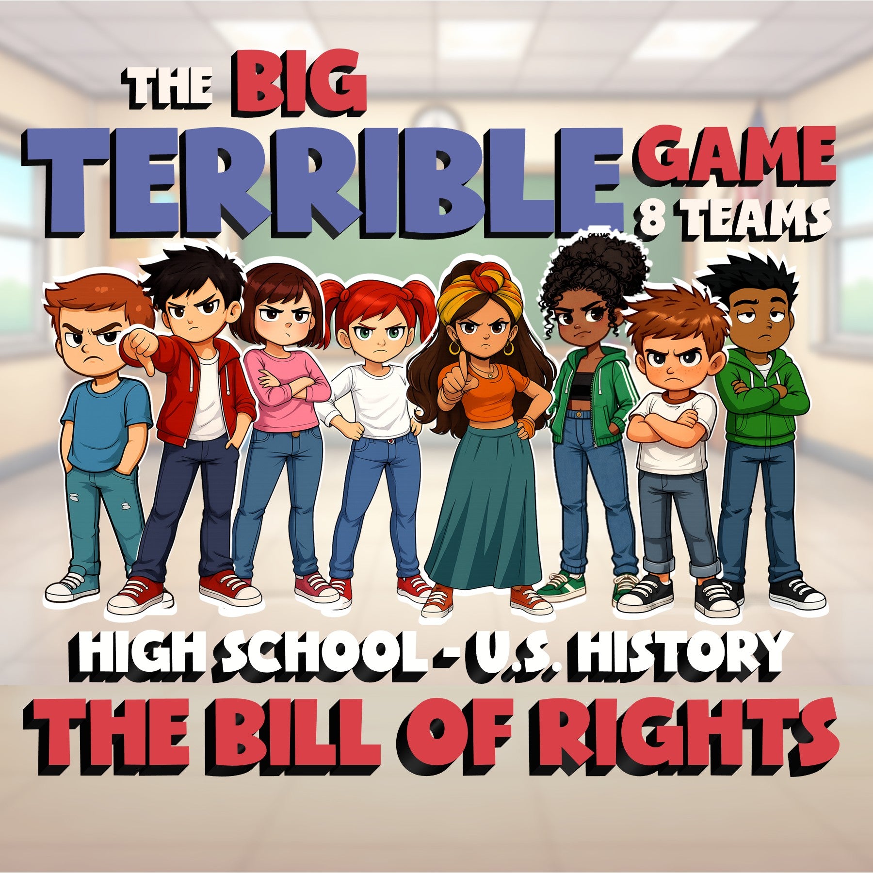 The Bill of Rights BIG TERRIBLE GAME - No Prep U.S. History Review Activity