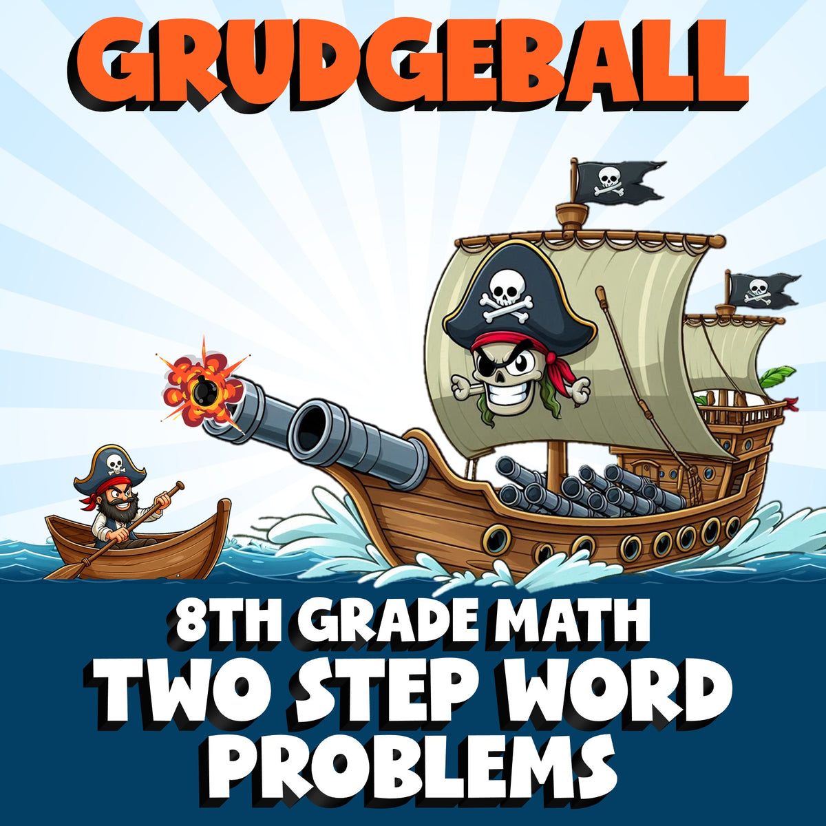 Two Step Word Problems GRUDGEBALL Math Game - No Prep Grade 8 Review Activity