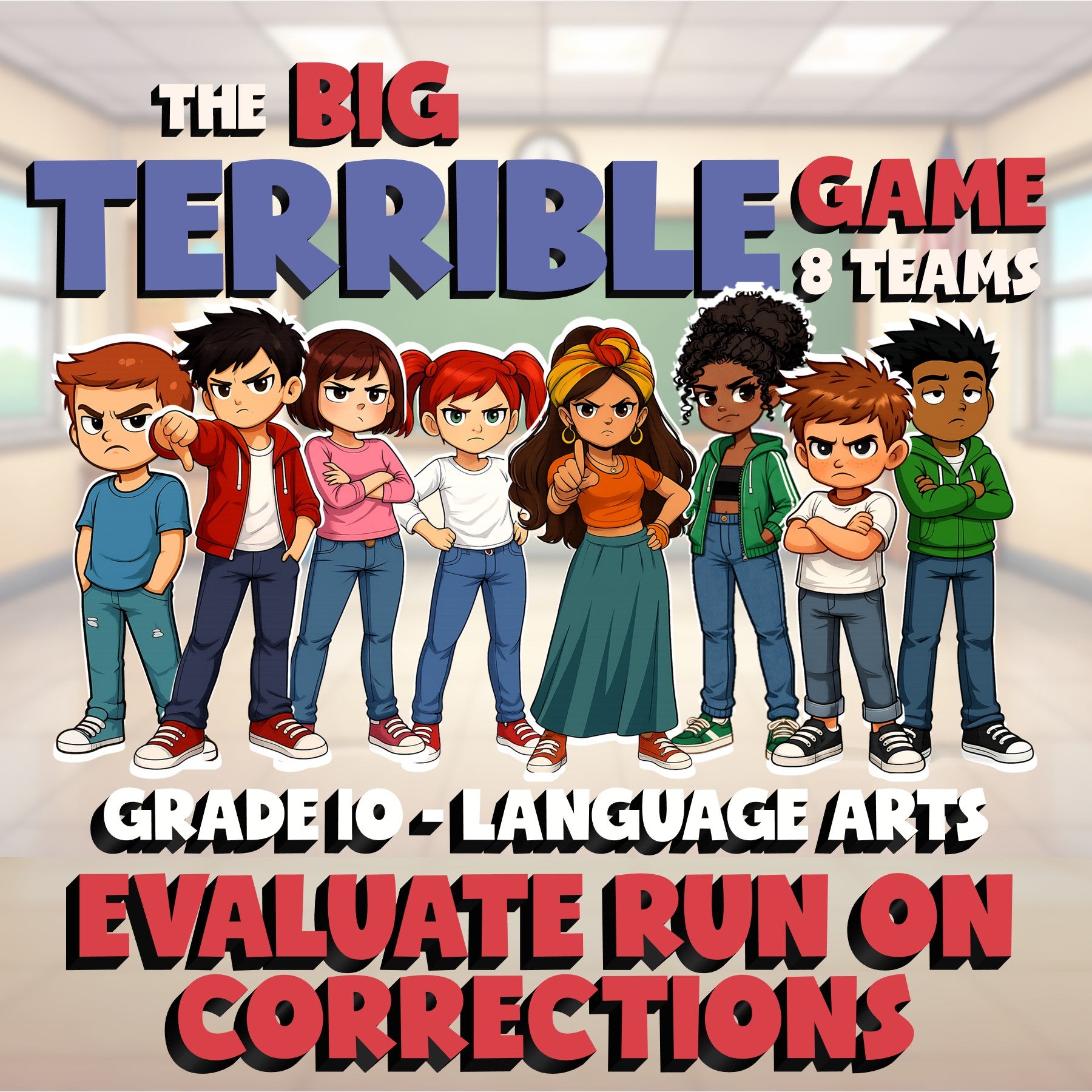 Evaluate Run On Corrections BIG TERRIBLE GAME - No Prep Grade 10 ELA Review