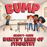 Identify Lines of Symmetry BUMP Math Game - No Prep Grade 4 Review Activity